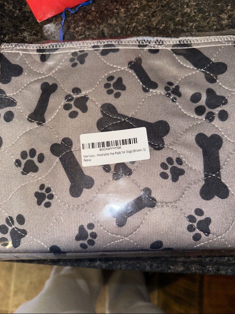 Gray Waterproof Dog Corral Mat with Bone Pattern